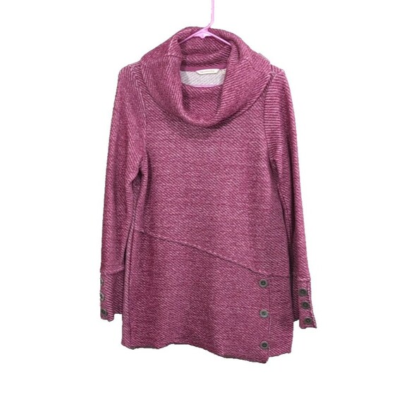 Soft Surroundings MEDIUM Terry Pullover Tunic Top Cowl Neck Pink Lagonlook Boho - Picture 1 of 16